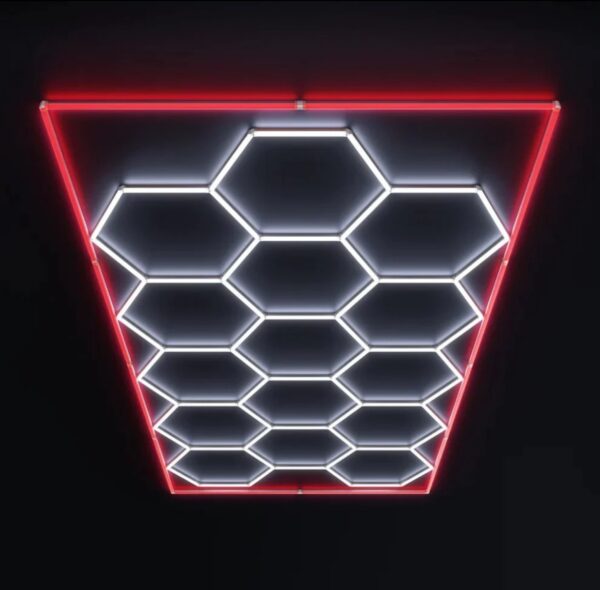 (Nyhet) Hexagon led lys 14Grid System med dimming og RGB lys i ramme rundt!